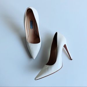 Prada White Lacquered Heels